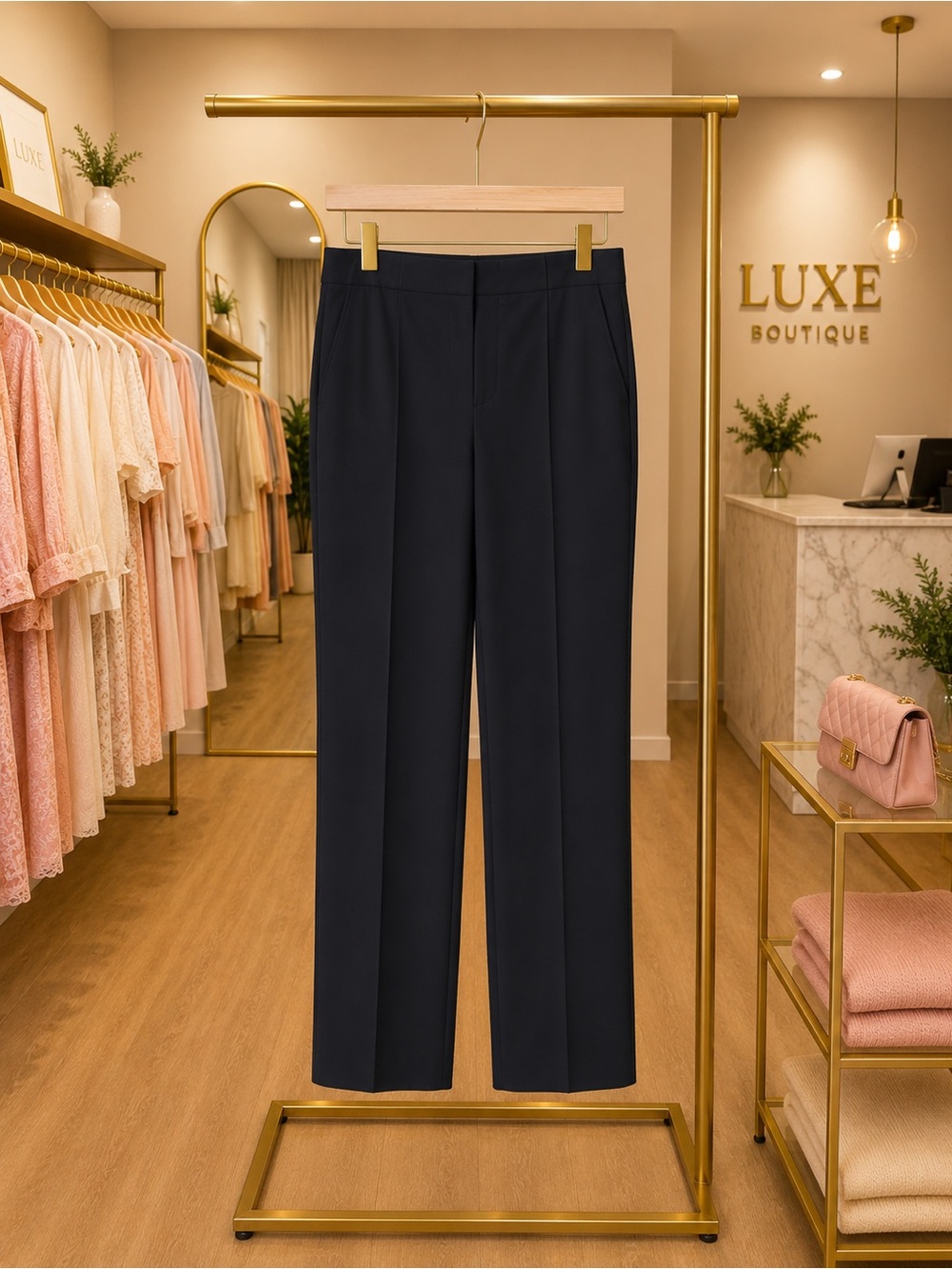 Christian Siriano Black Straight-Leg Dress Pants